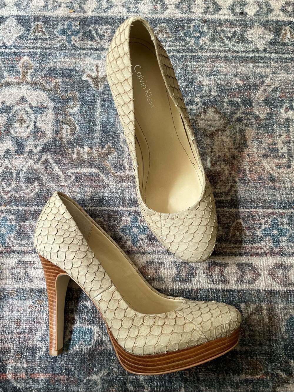 Calvin Klein Kendall Fish scale platform heels